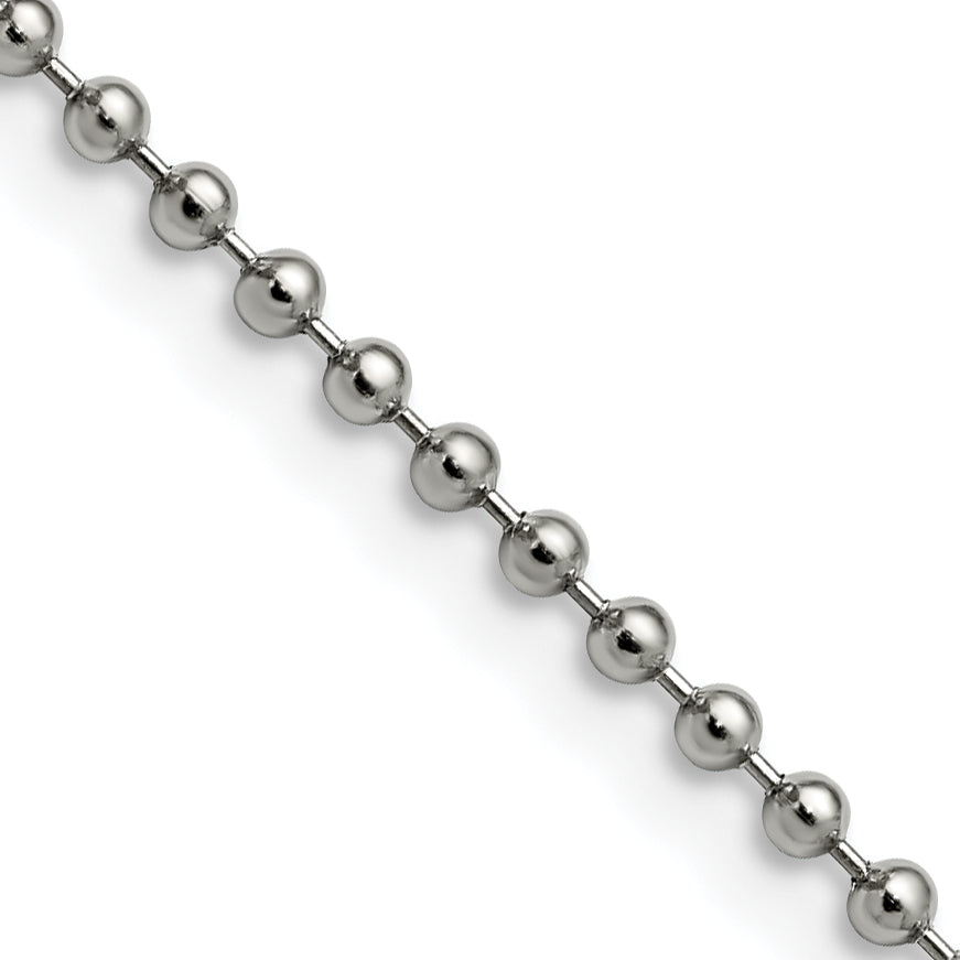 Stainless Steel Chisel Polished 2.4mm 16 Inch Ball Chain Necklace