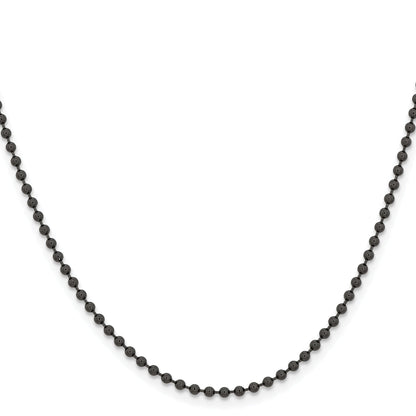 Stainless Steel Chisel Polished Black Ip-Plated 2.4mm 20 Inch Ball Chain Necklace