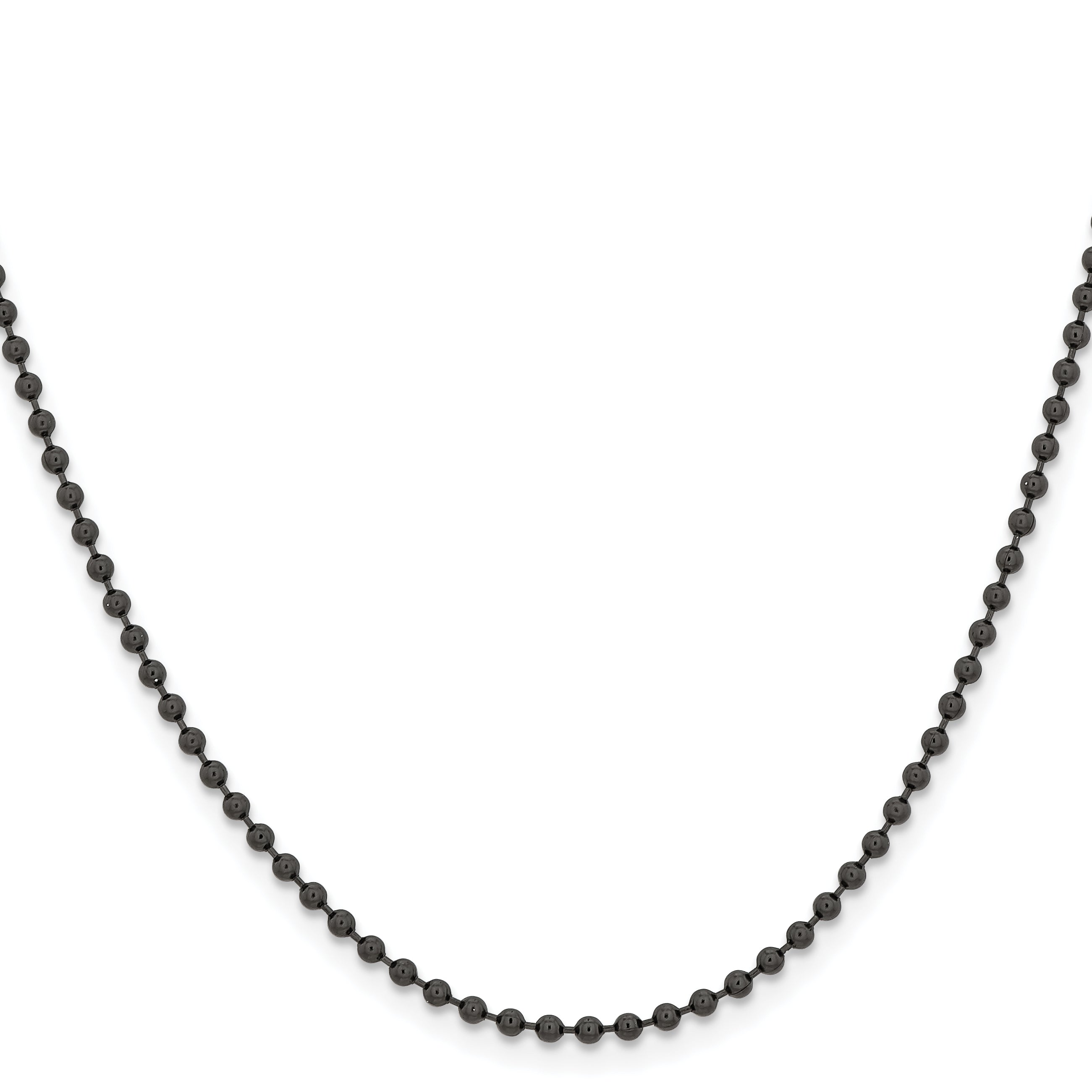 Stainless Steel Chisel Polished Black Ip-Plated 2.4mm 22 Inch Ball Chain Necklace