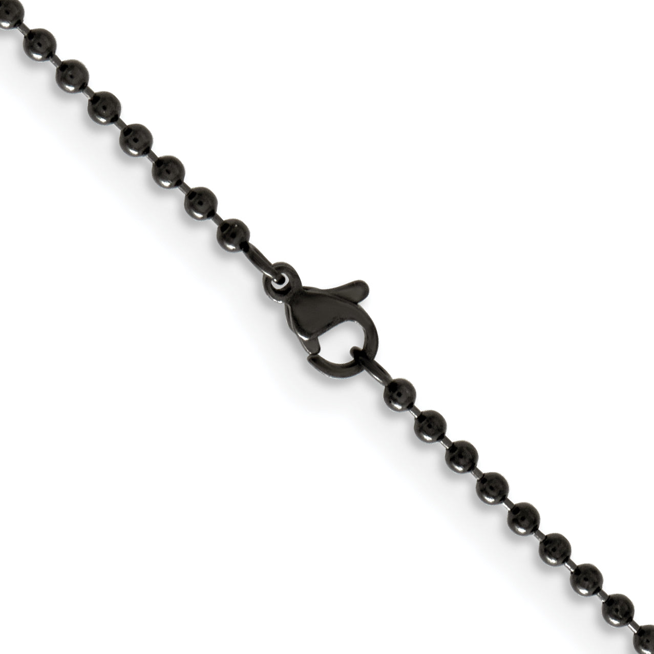 Stainless Steel Chisel Polished Black Ip-Plated 2.4mm 20 Inch Ball Chain Necklace