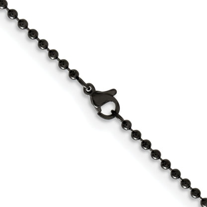 Stainless Steel Chisel Polished Black Ip-Plated 2.4mm 22 Inch Ball Chain Necklace