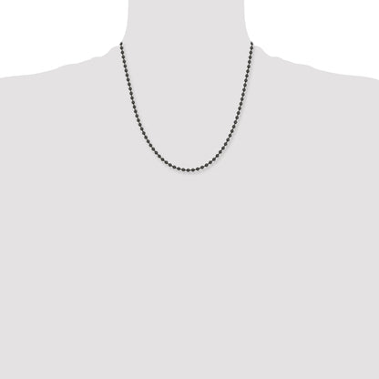 Stainless Steel Chisel Polished Black Ip-Plated 2.4mm 20 Inch Ball Chain Necklace