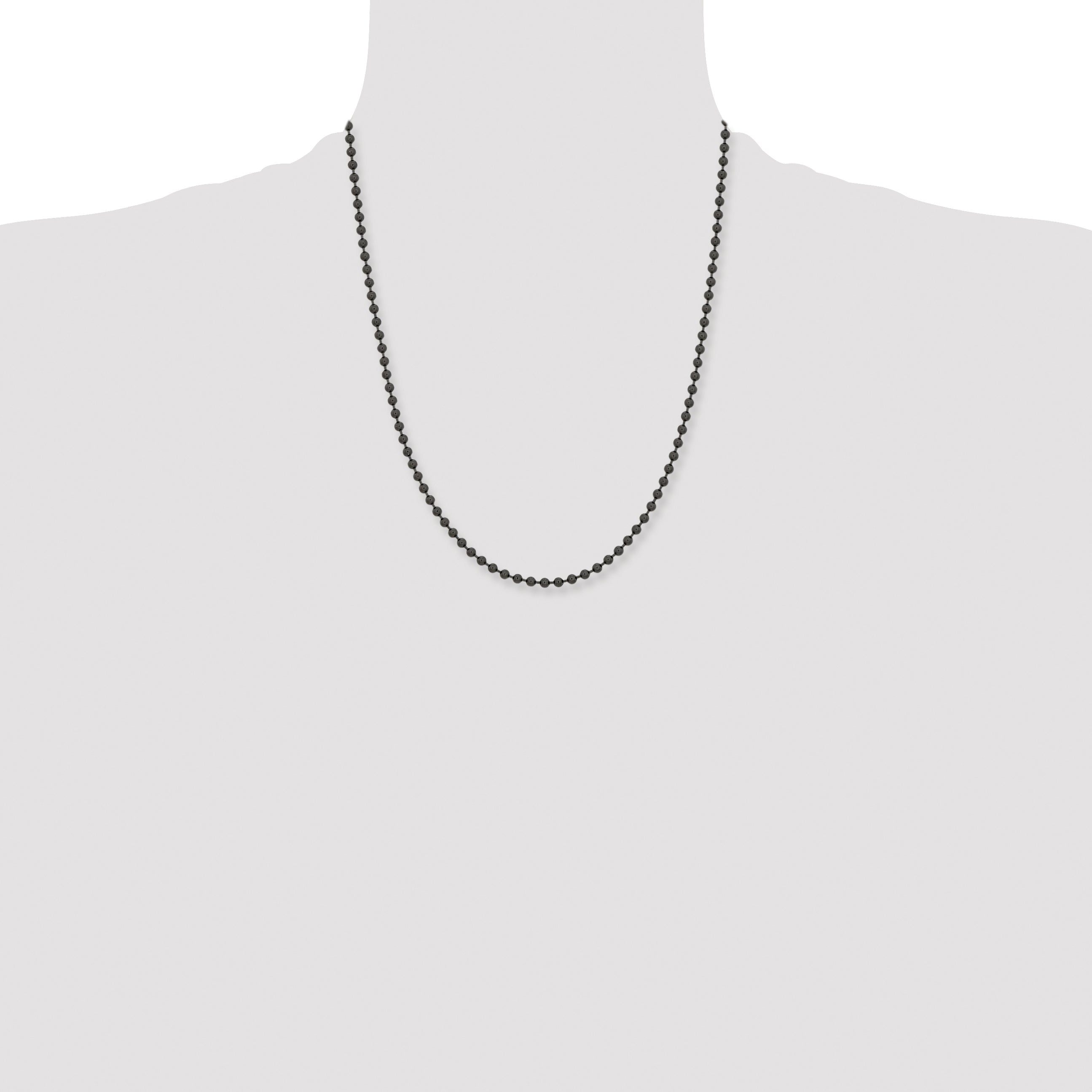 Stainless Steel Chisel Polished Black Ip-Plated 2.4mm 22 Inch Ball Chain Necklace