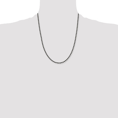 Stainless Steel Chisel Polished Black Ip-Plated 2.4mm 22 Inch Ball Chain Necklace
