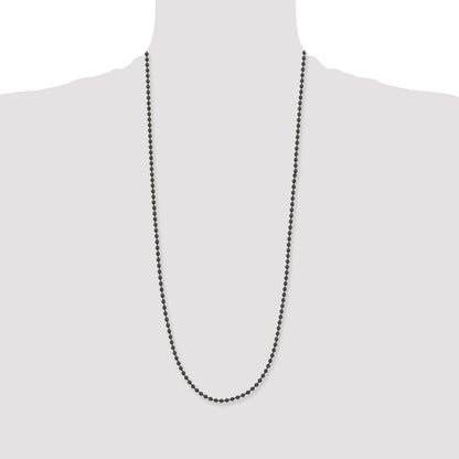 Stainless Steel Chisel Polished Black Ip-Plated 2.4mm 30 Inch Ball Chain Necklace