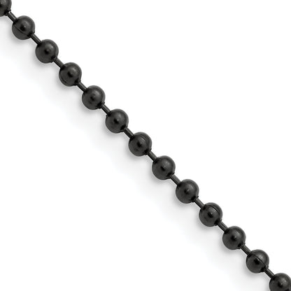 Stainless Steel Chisel Polished Black Ip-Plated 2.4mm 24 Inch Ball Chain Necklace