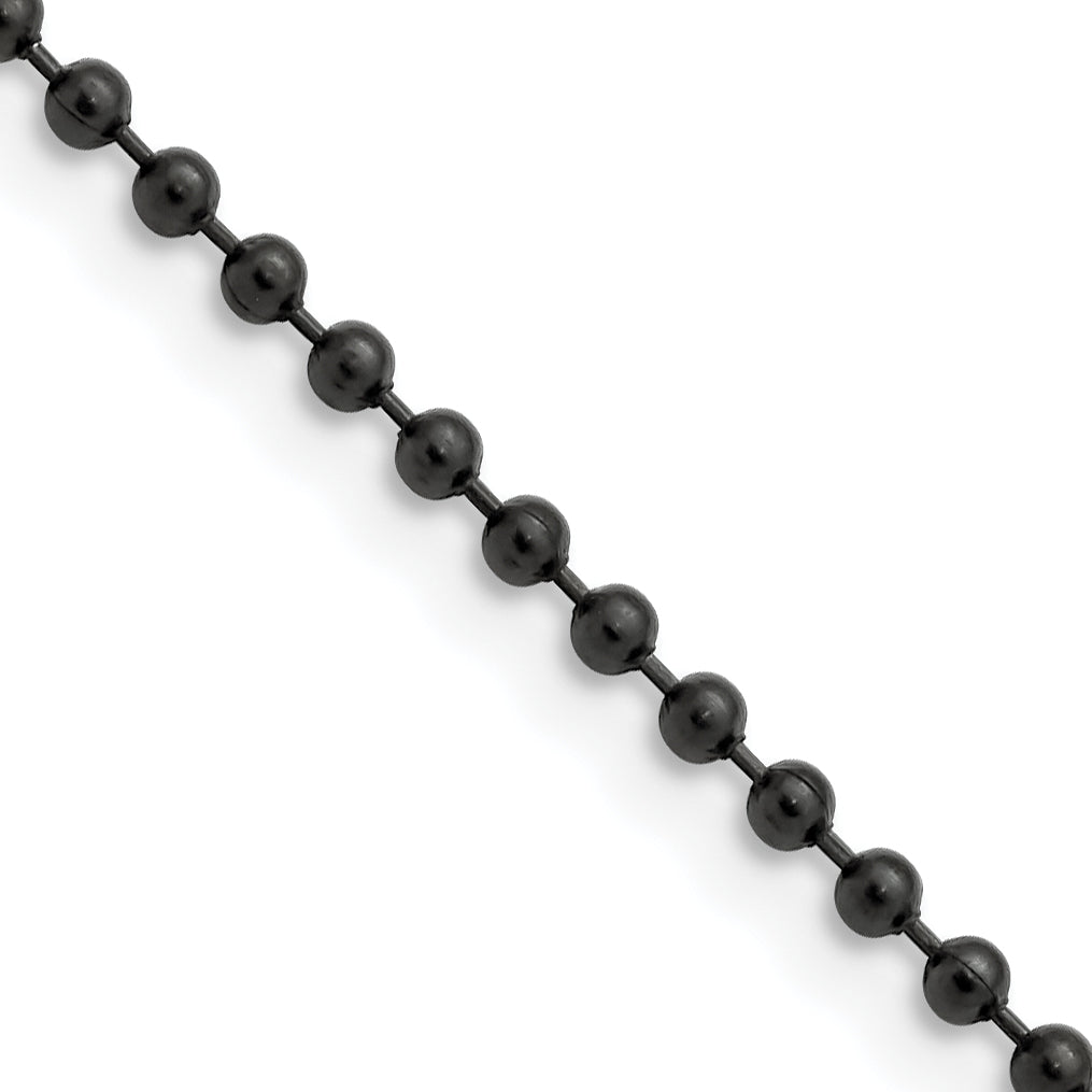 Stainless Steel Chisel Polished Black Ip-Plated 2.4mm 30 Inch Ball Chain Necklace