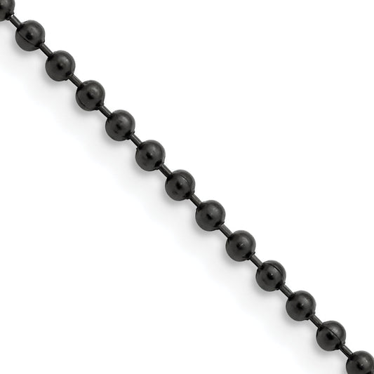 Stainless Steel Chisel Polished Black Ip-Plated 2.4mm 22 Inch Ball Chain Necklace
