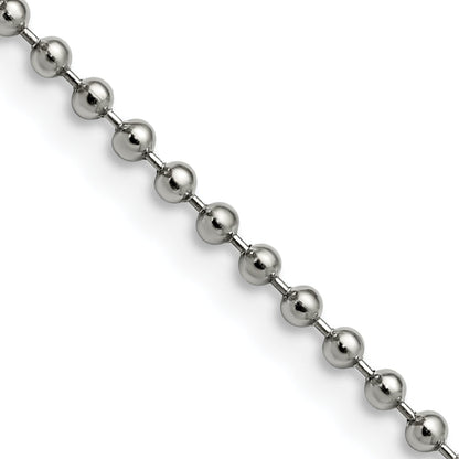 Stainless Steel Chisel Polished 2.4mm 22 Inch Ball Chain Necklace
