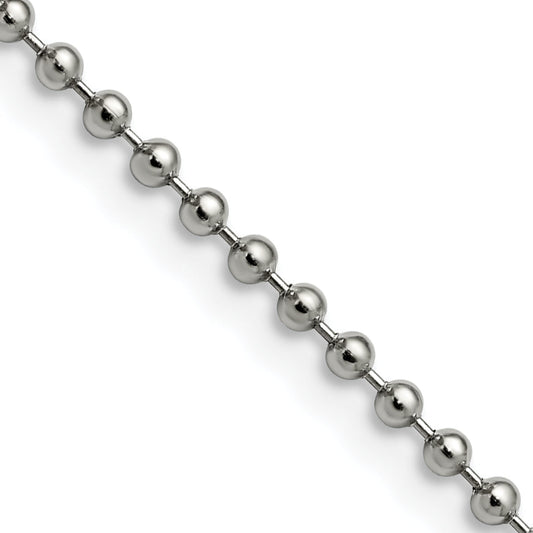 Stainless Steel Chisel Polished 2.4mm 22 Inch Ball Chain Necklace
