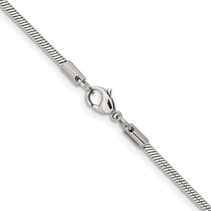 Stainless Steel Chisel Polished 2.4mm 30 Inch Snake Chain