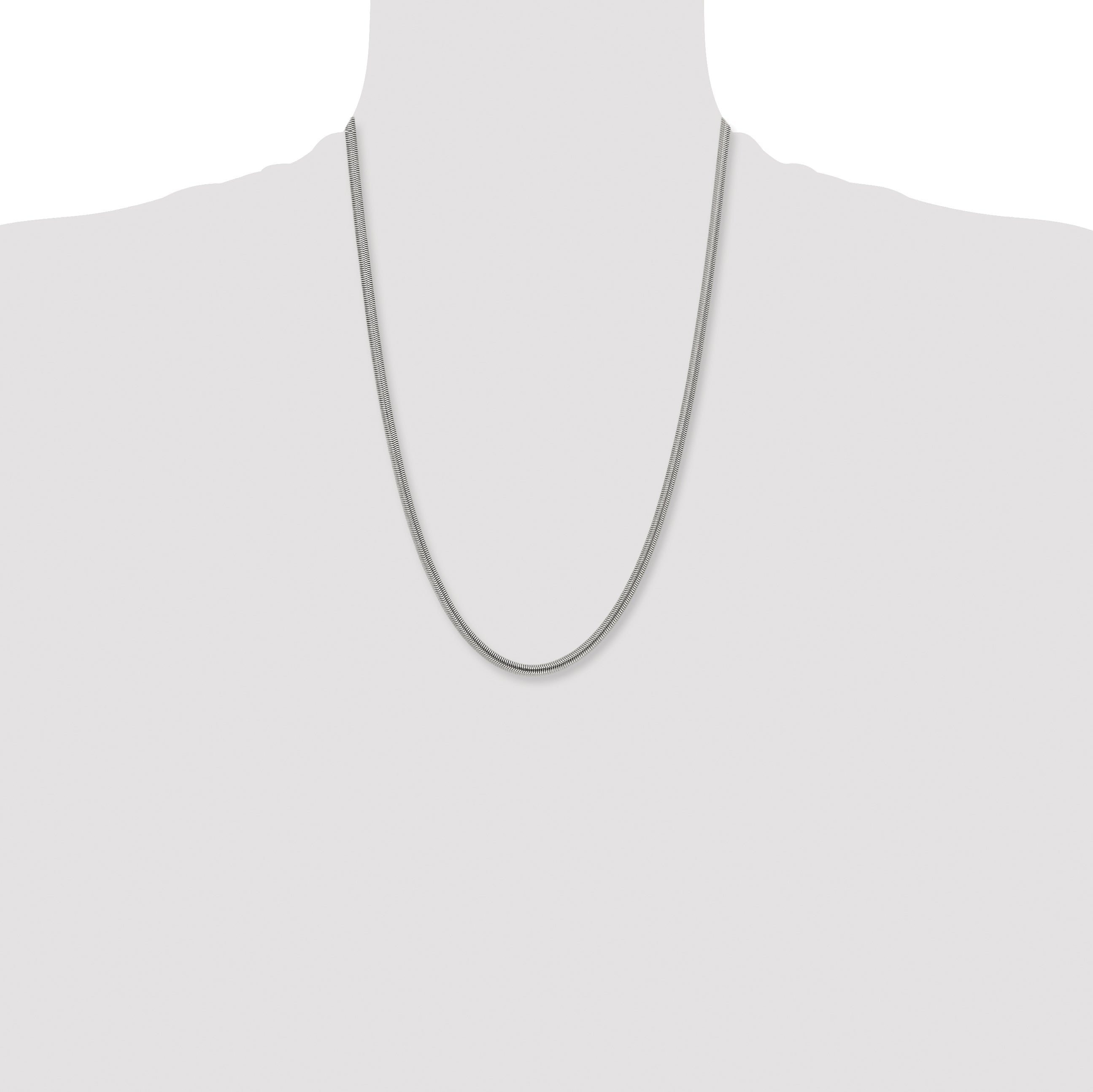 Stainless Steel Chisel Polished 4.2mm 24 Inch Flat Snake Chain Necklace