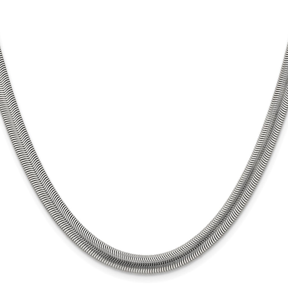 Stainless Steel Chisel Polished 6.2mm 24 Inch Flat Snake Chain Necklace