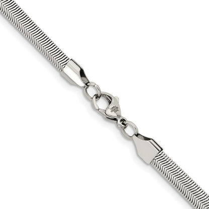 Stainless Steel Chisel Polished 6.2mm 24 Inch Flat Snake Chain