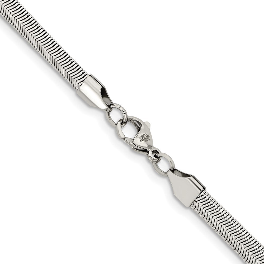 Stainless Steel Chisel Polished 6.2mm 24 Inch Flat Snake Chain Necklace
