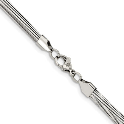 Stainless Steel Chisel Polished 6.2mm 24 Inch Flat Snake Chain Necklace