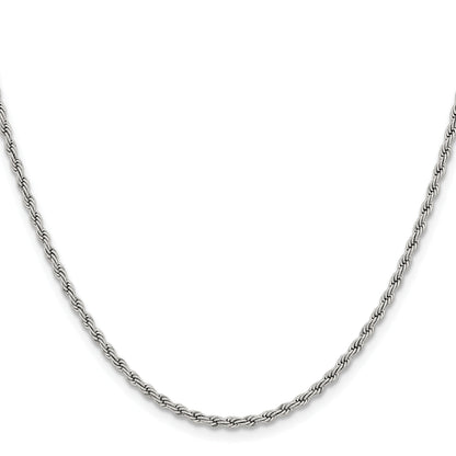 Stainless Steel Chisel Polished 2.4mm 18 Inch Rope Chain Necklace