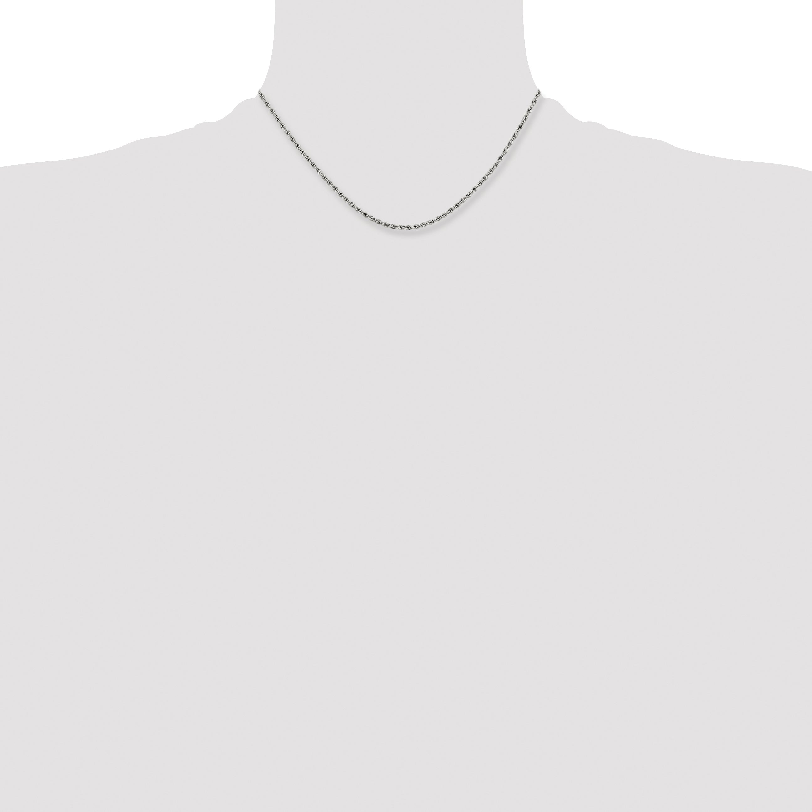 Stainless Steel Chisel Polished 2.4mm 16 Inch Rope Chain Necklace