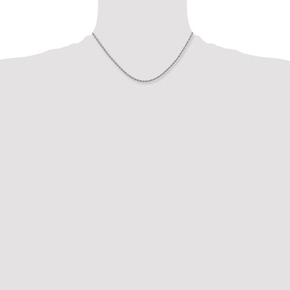 Stainless Steel Chisel Polished 2.4mm 16 Inch Rope Chain Necklace