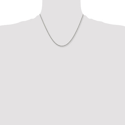 Stainless Steel Chisel Polished 2.4mm 18 Inch Rope Chain Necklace