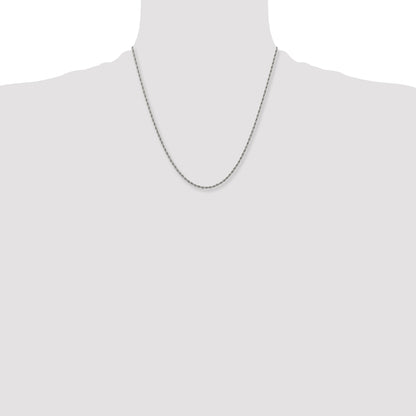 Stainless Steel Chisel Polished 2.4mm 20 Inch Rope Chain Necklace