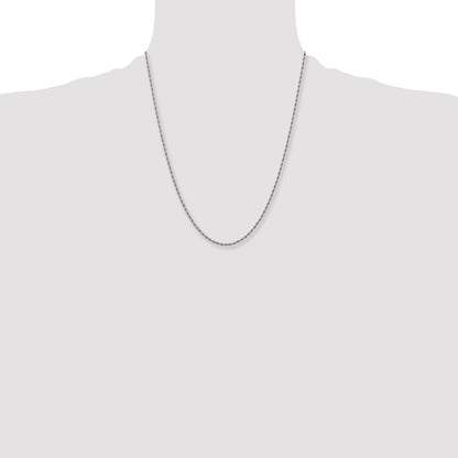 Stainless Steel Chisel Polished 2.4mm 22 Inch Rope Chain Necklace