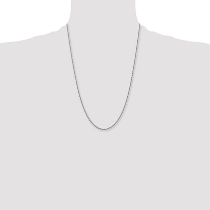 Stainless Steel Chisel Polished 2.4mm 24 Inch Rope Chain Necklace