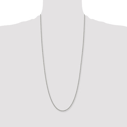 Stainless Steel Chisel Polished 2.4mm 30 Inch Rope Chain Necklace