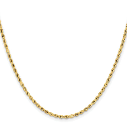 Stainless Steel Chisel Polished Yellow Ip-Plated 2.4mm 20 Inch Rope Chain Necklace