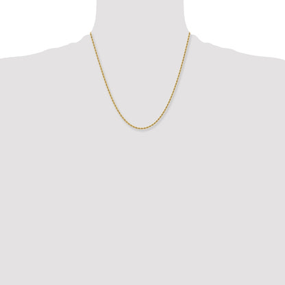 Stainless Steel Chisel Polished Yellow Ip-Plated 2.4mm 20 Inch Rope Chain Necklace