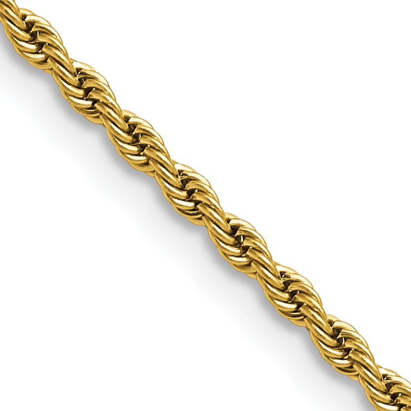 Stainless Steel Chisel Polished Yellow Ip-Plated 2.4mm 18 Inch Rope Chain Necklace