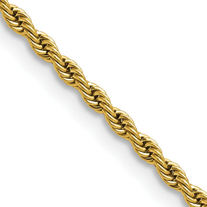 Stainless Steel Chisel Polished Yellow Ip-Plated 2.4mm 30 Inch Rope Chain Necklace