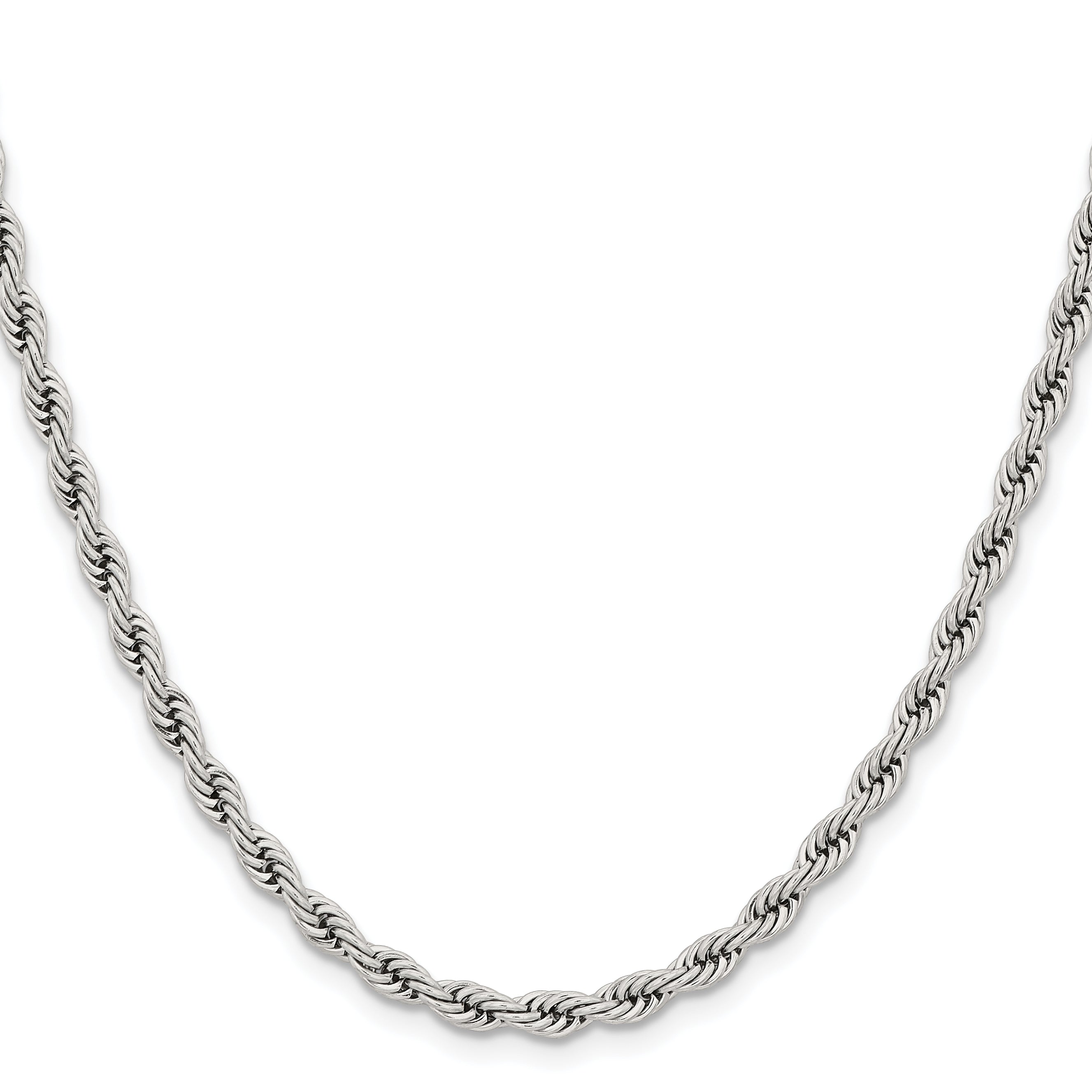 Stainless Steel Chisel Polished 4mm 30 Inch Rope Chain Necklace