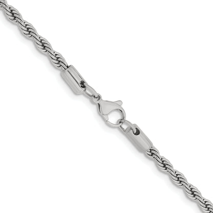 Stainless Steel Chisel Polished 4mm 30 Inch Rope Chain Necklace
