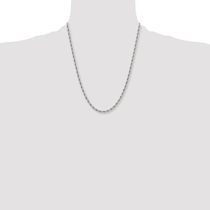 Stainless Steel Chisel Polished 4mm 22 Inch Rope Chain Necklace