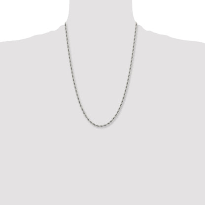 Stainless Steel Chisel Polished 4mm 24 Inch Rope Chain Necklace