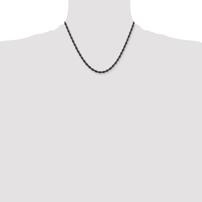 Stainless Steel Chisel Polished Black Ip-Plated 4mm 18 Inch Rope Chain Necklace