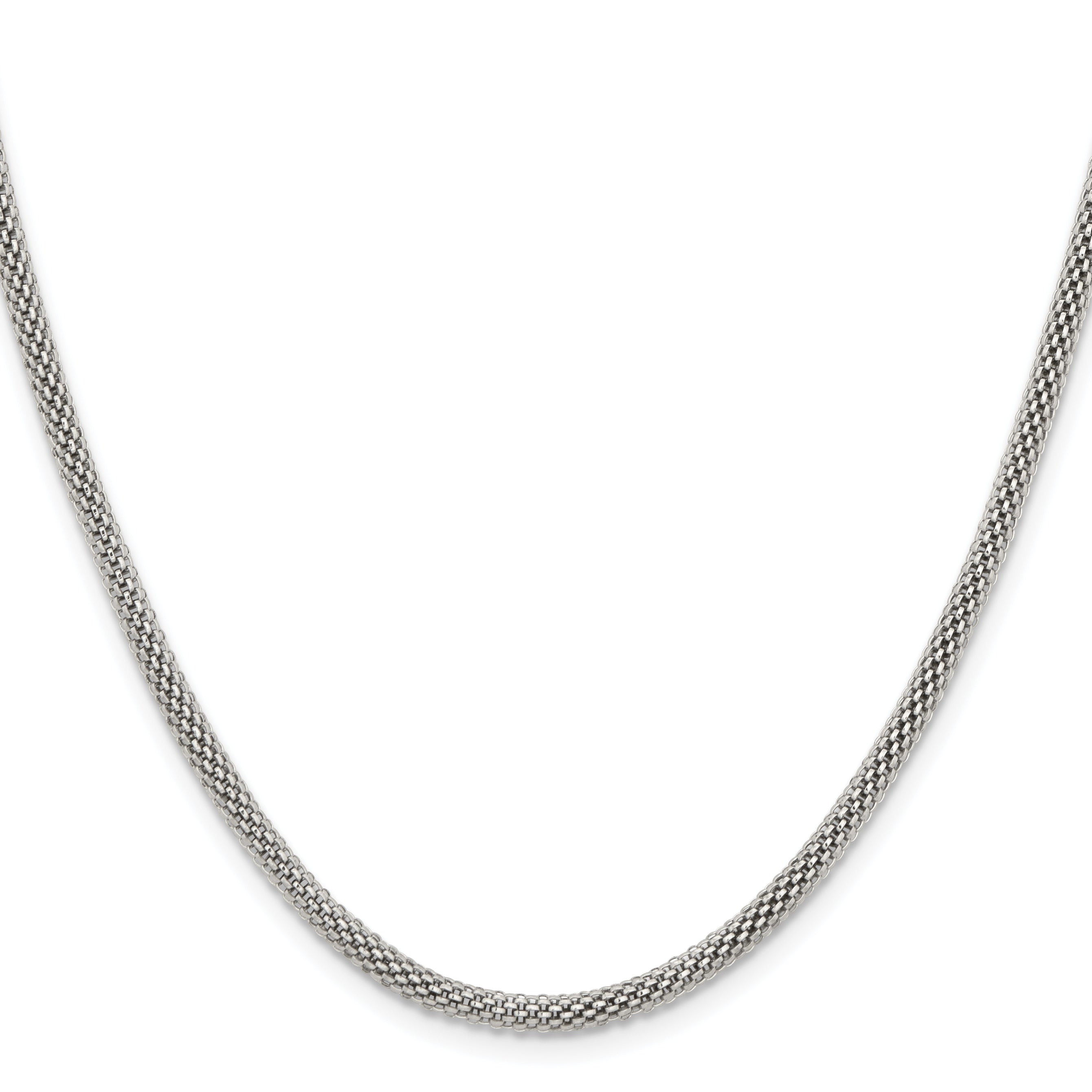 Stainless Steel Chisel Polished 3.2mm 24 Inch Bismark Chain Necklace