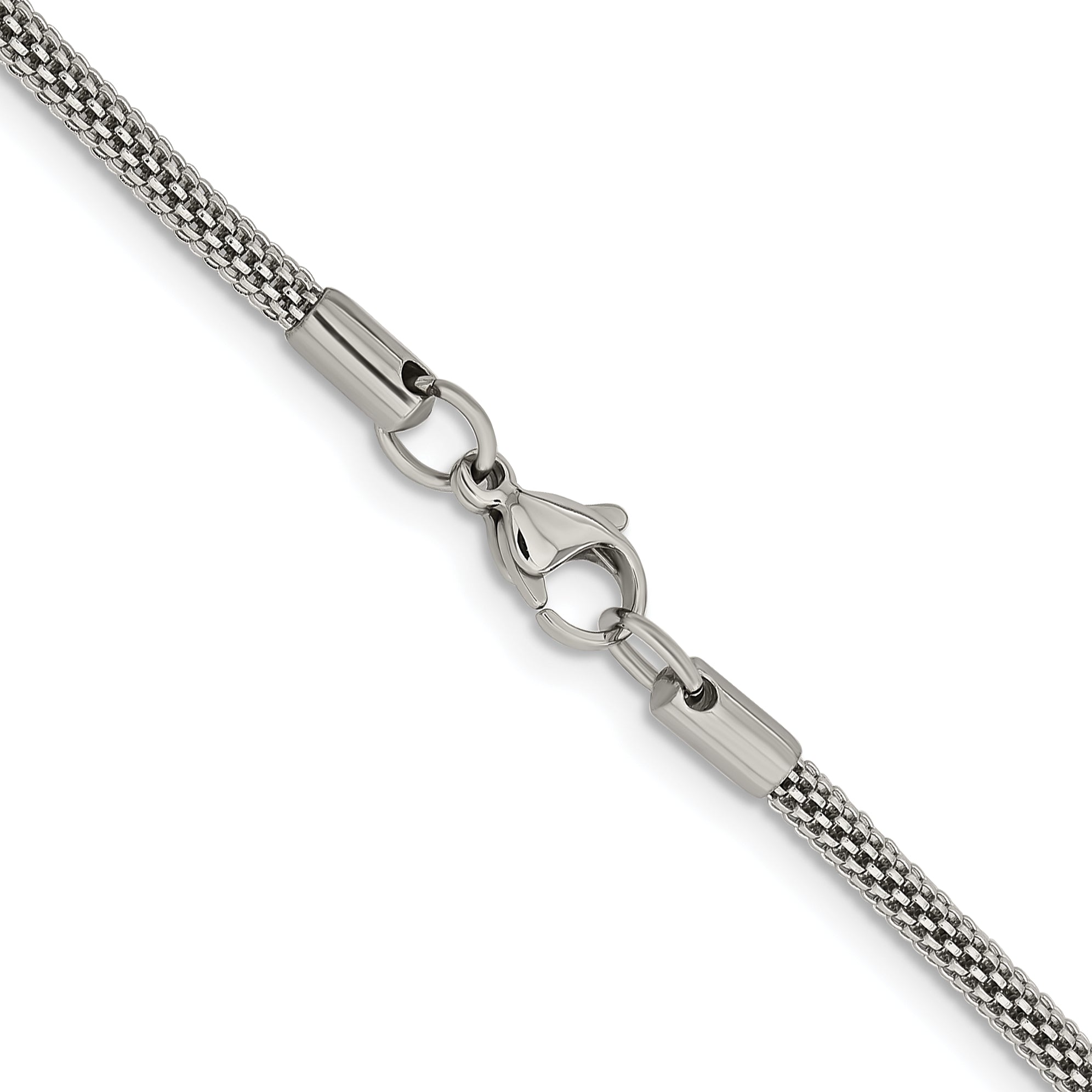 Stainless Steel Chisel Polished 3.2mm 24 Inch Bismark Chain Necklace