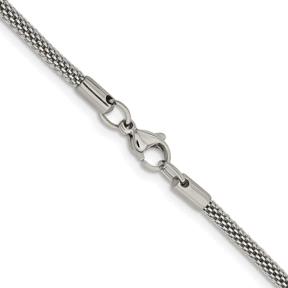 Stainless Steel Chisel Polished 3.2mm 30 Inch Bismark Chain Necklace