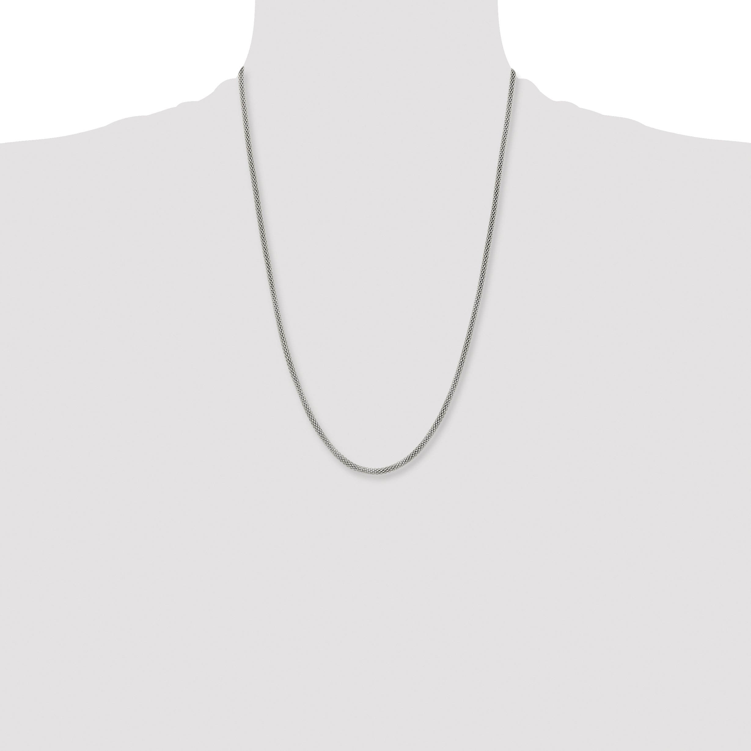 Stainless Steel Chisel Polished 3.2mm 24 Inch Bismark Chain Necklace