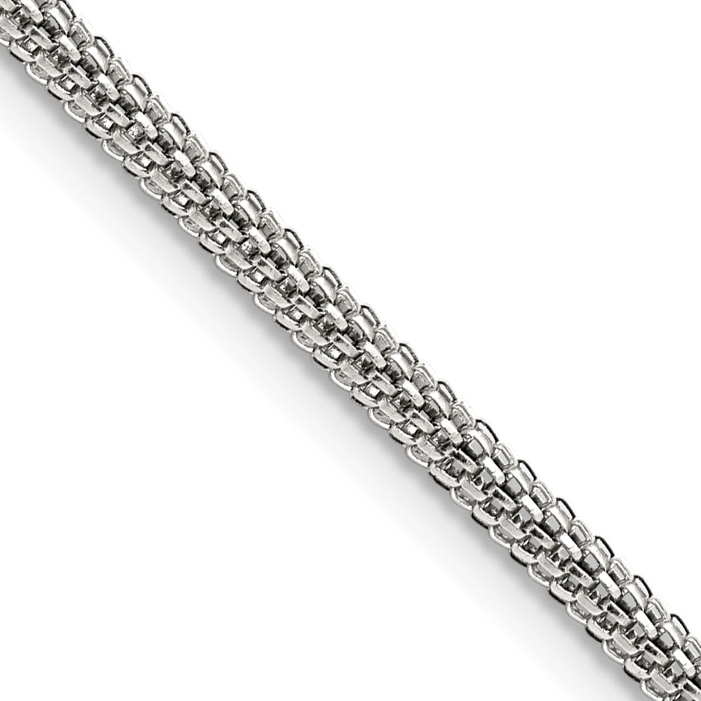 Stainless Steel Chisel Polished 3.2mm 20 Inch Bismark Chain Necklace