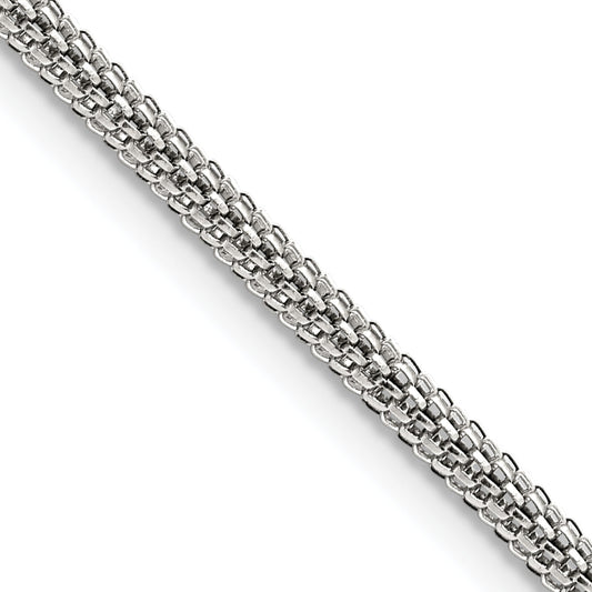 Stainless Steel Chisel Polished 3.2mm 20 Inch Bismark Chain Necklace