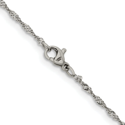 Stainless Steel Chisel Polished 2mm 20 Inch Singapore Chain Necklace