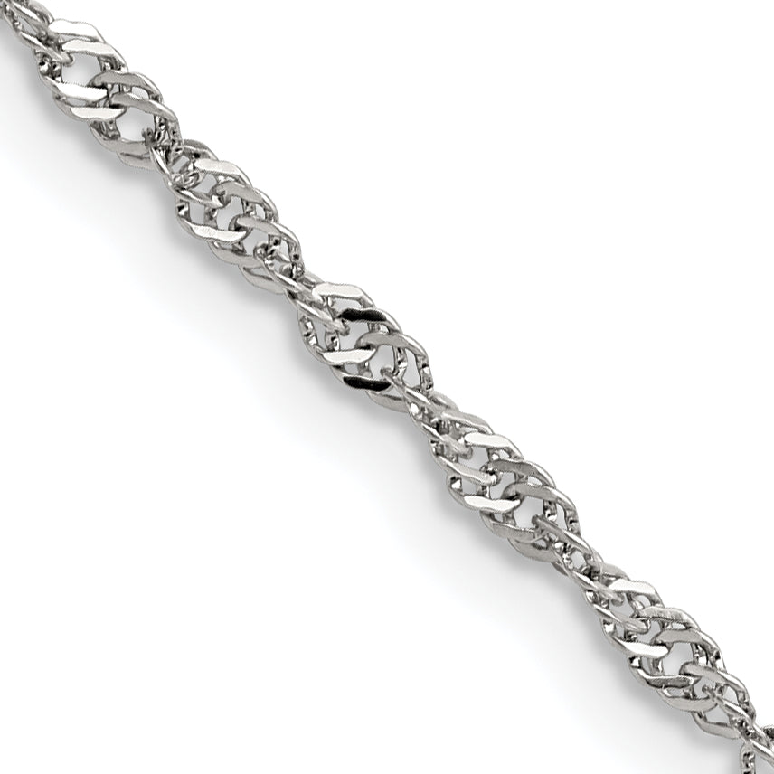 Stainless Steel Chisel Polished 2.5mm 20 Inch Singapore Chain Necklace