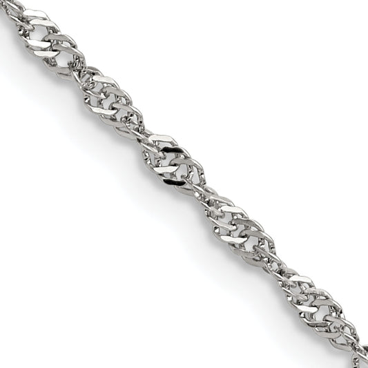 Stainless Steel Chisel Polished 2.5mm 20 Inch Singapore Chain Necklace