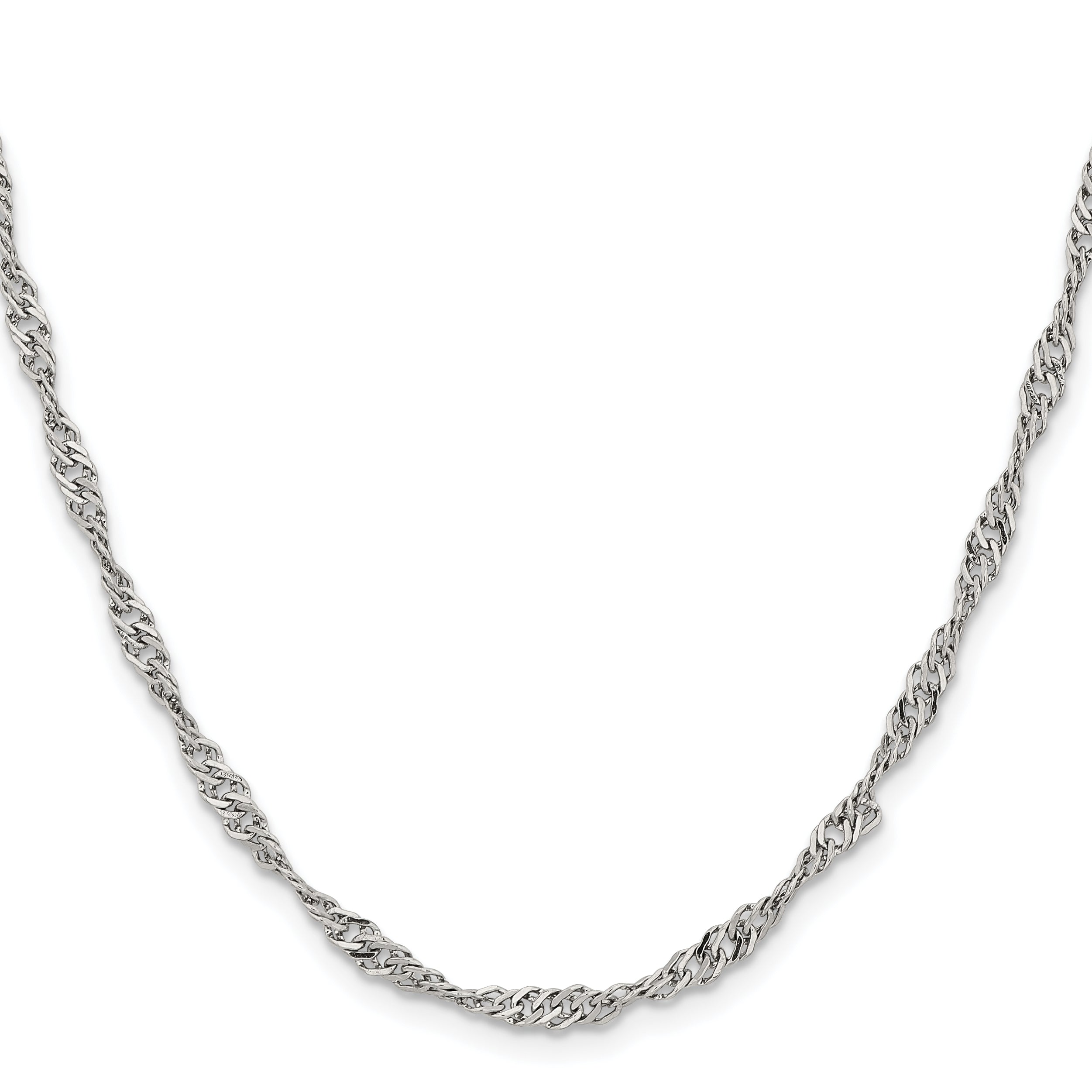 Stainless Steel Chisel Polished 3mm 18 Inch Singapore Chain Necklace