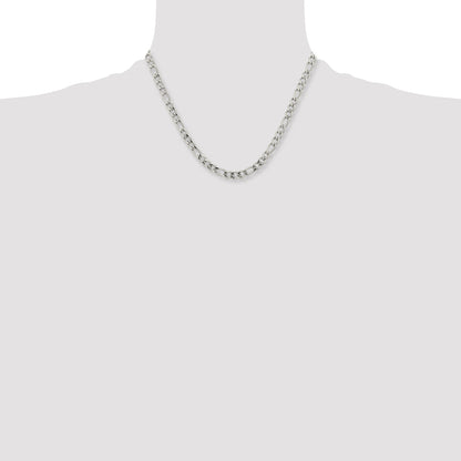 Stainless Steel Chisel Polished 5.3mm 18 Inch Figaro Chain Necklace