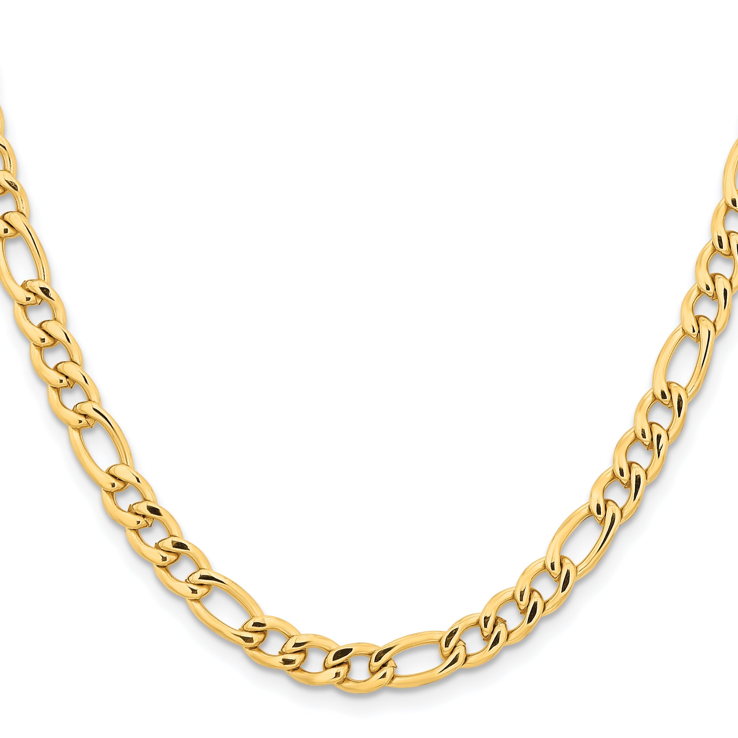 Stainless Steel Chisel Polished Yellow Ip-Plated 6.3mm 22 Inch Figaro Chain Necklace