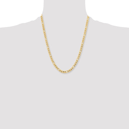 Stainless Steel Chisel Polished Yellow Ip-Plated 6.3mm 22 Inch Figaro Chain Necklace